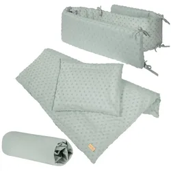 Organic Geschenkset 'Lil Planet' frosty green, Bio-Bettwäsche, Bettlaken & Nestchen
