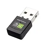 Wifi 5 ohne Treiber USB Adapter 600Mbps Dual Band 2.4/5GHz Wireless Netzwerk Adapter mit Wifi Stick, Mini WiFi Empfänger für PC/Laptop/Desktop, unterstützt Windows 11/10/8.1/8/7