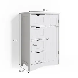 Vicco Bianco Badschrank 55 x 81 cm Weiß MDF/Metall/Massivholz