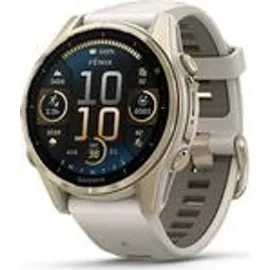 Garmin fenix 8 AMOLED 43 mm sapphire, nebelgrau / softgold Titan mit QuickFit Silikon-Armband 20 mm