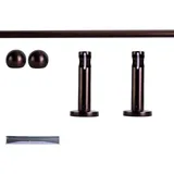 Gardinenstange Set, 1-läufig, ⌀ 19 mm, 200 cm, rot-bronze + Wand, Kugel-Ball Komplettset mit Halterungen & Endstücke, Vorhangstange in Silber, ... - Rot