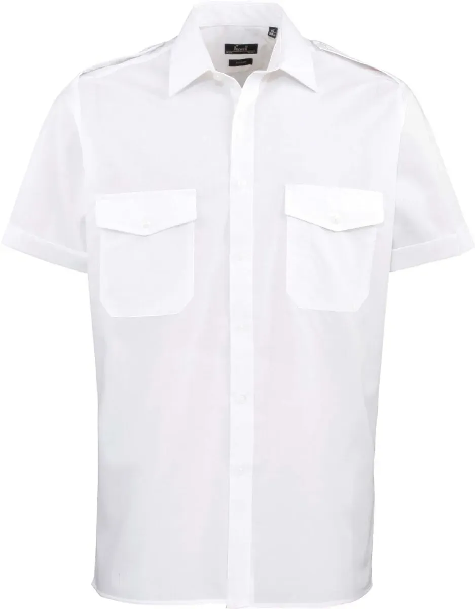 Premier Workwear Herren Piloten Hemd kurzarm PR212 white 41 (16)