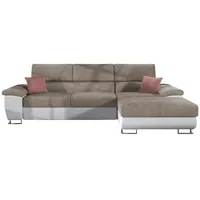 MIRJAN24 Ecksofa Cotere Mini, Polsterecke mit Bettkasten, Stilvoll Schlafsofa (Soft 017 + Uttario Velvet 2979 + Uttario Velvet 2955, Seite: Rechts) - Beige/Weiß/Rosa