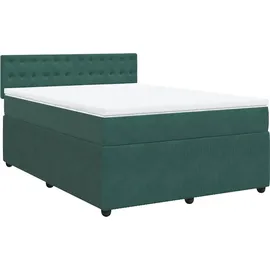 vidaXL Boxspringbett 140 x 200 cm Dunkelgrün