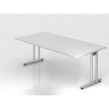 Hammerbacher Schreibtisch weiß rechteckig, C-Fuß-Gestell silber 200,0 x 100,0 cm