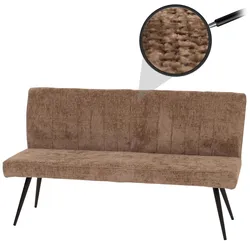 Sitzbank MCW-K16, Esszimmerbank Bank Polsterbank, Rückenlehne Stoff/Textil Chenille Metall 160cm ~ braun