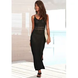 Strickkleid, mit Schlitz, Festival, modisches Häkelkleid, Strandkleid, Gr. 46 - N-Gr, schwarz, , 29904451-46 N-Gr
