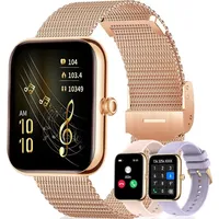 Smartwatch Damen , Touchscreen mit Herzfrequenzmonitor Schlafmonitor (1.81 Zoll, Andriod iOS), mit Telefonfunktion Fitnessuhr - Gold