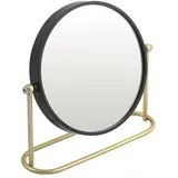 Spirella Vergrößerungsspiegel auf Standfuß, Stahl, Schwarz, matt & goldfarben