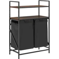 VidaXL Wäschekorb 2 Fächer mit Ablagen Braune Eiche