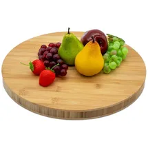 Spetebo Bambus Schneidebrett rund massiv ⌀ 40 cm - Küchenbrett aus FSC Holz lebensmittelecht - Servierbrett Holzbrett Servierplatte Küchen