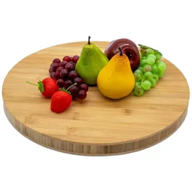 Spetebo Bambus Schneidebrett rund massiv ⌀ 40 cm - Küchenbrett aus FSC Holz lebensmittelecht - Servierbrett Holzbrett Servierplatte Küchen