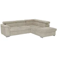 Mid.you Ecksofa, Beige, Holz, Textil, Buche, 4-Sitzer, Ottomane rechts, L-Form, 252x217 cm, Wohnzimmer, Sofas & Couches, Wohnlandschaften, Ecksofas