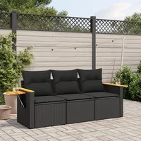 Gecheer 3-TLG. Gartenlounge Set, Balkonlounge Set, Terrassensofa Rattan, Loungemöbel Polyrattan, Gartenmöbel Wetterfest, Garten Sofa Set, Kissen