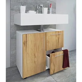 VCM Waschbeckenunterschrank Flandu Honigeiche/Weiß