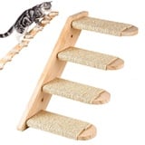 FREETOO Katzen-Kletterwand, Katzentreppe Sisal Stufen, TOP Klettern Katzenleiter