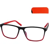 Mini Brille Flex Lesebrille Rechteckig XL Schwarz-Rot +1.0 Dioptrien - 1.0