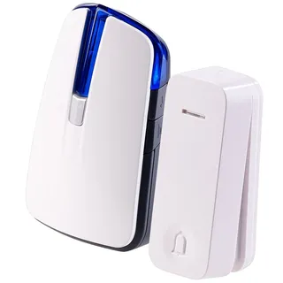 CASAcontrol Batterie-Funkklingel mit kinetischem Funk-Taster, Licht & Ton