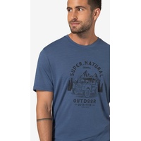 SUPER.NATURAL Print-Shirt für Herren, kurzam aus Merino M LANDI TEE mit coolem Auto Motiv blau XL