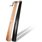 OneBarlercorn - 2Pcs Schuhlöffel,Schuhloffel Langer Schuhlöffel Holz Lang Schuhanzieher Lange Schuhloeffel Schuhanziehen Shoe Horn Design aus Holz Lang Stabil,38cm (Schwarz und Hellbraun) - 38cm