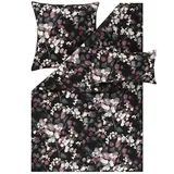 ESTELLA Mako-Satin Bettwäsche 135x200 Nevia schwarz Blätter Punkte 7949-900