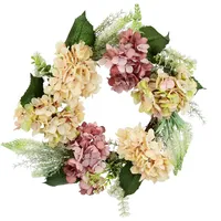 I.GE.A. Kunstkranz Hortensie Hortensie, I.GE.A., Höhe 10 cm, Rattan Kranz, Türkranz rosa|weiß