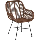 Beliani Rattanstuhl, Braun, Metall, 1-Sitzer, 64x89x51 cm, Esszimmer, Stühle, Esszimmerstühle, Armlehnenstühle
