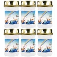 HS Candle Grabkerze GK-04210 (6-tlg), Grabkerze Brenndauer 48 Stunden mit Motiven