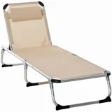 Outsunny Gartenliege mit Kopfkissen Ergonomisch Beige