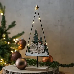 LED Holz Baum Santa beleuchtet Tischdekoration Weihnachten Tannenbaum