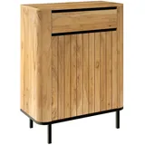 QUADRATO Schuhschrank CURVE, B 82 cm - Akazie teilmassiv - Schwarz - Metall - 1 Tür - 1 Schublade