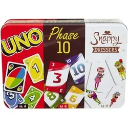 MATTEL FFK01 MATTEL Games Kartenspiel-Klassiker in Metalldose: UNO, Phase 10, Snappy Dressers