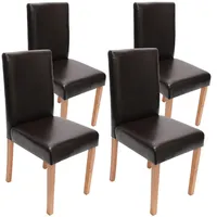 Mendler 4er-Set Esszimmerstuhl Stuhl Küchenstuhl Littau Leder, braun helle