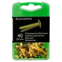 Exacompta 14742E 40er Pack Musterbeutel-Klammern 24mm gold aus Aluminium in praktischer Aufbewahrungsbox