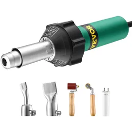 Vevor Heißluft-Kunststoffschweißgerät, 1600 W Heißluftpistole, 50–600 °C PVC TPO Vinyl Schweißbrenner, Hot Air Welder Set mit 2 Düsen, Silikon- und Kupfernahtrolle für PP/PE/PVC-Platten