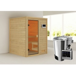 KARIBU Sauna »Sandra«, inkl. Saunaofen mit externer Steuerung, für 4 Personen - beige