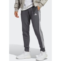 Adidas Essentials French Terry Tapered Cuff 3-Streifen Hose dark grey heather/white Gr. L