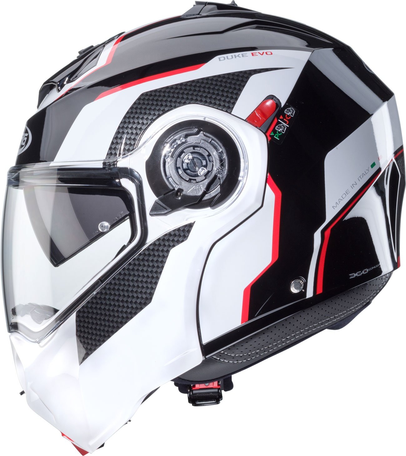 Caberg Duke Evo Move, casque à bascule - Blanc/Noir/Rouge - M