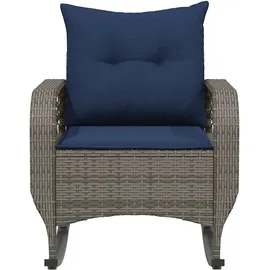 vidaXL Garten-Schaukelstuhl mit Kissen Grau Poly Rattan, Gartenstuhl, Gartensessel, Outdoor-Schaukelstuhl, Schaukelsessel, Schwingsessel