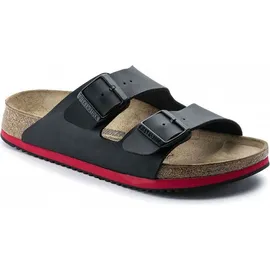 Birkenstock Arizona Superlauf, Birko-Flor, schwarz/rot, schmal, Größe 47
