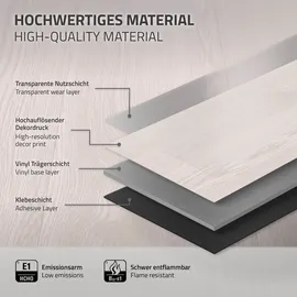 ML-Design PVC Bodenbelag Selbstklebende 91,5x15,3 cm Weiß Eiche