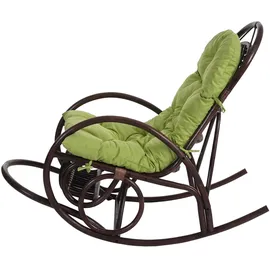 Mendler Schaukelstuhl HWC-C40 Rattansessel 58 x 110 x 58 cm Braun mit Kissen