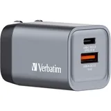 Verbatim GaN Charger 35 W, 2 Ports USB-C Ladegerät, Power Adapter mit USB-C und USB-A, Schnellladegerät als Mehrfachstecker, für Apple iPad, iPhone, Samsung und Co