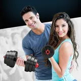 2in1 Hanteln Set 20kg, Hantelset Verstellbar mit Verbindungsstück 400mm, Kurzhantel Set & Langhantel Set in einem für Krafttraining, Fitness für Männer & Frauen