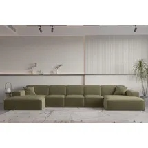 Fun Möbel Wohnlandschaft U-Form CELES PREMIUM XL in Stoff Opera Velvet Olivgrün - Grün