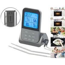 Rosenstein & Söhne Funk-Braten- & Ofenthermometer mit 2 Fühlern & XL-Display, bis 250 °C