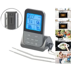 Rosenstein & Söhne Funk-Braten- & Ofenthermometer mit 2 Fühlern & XL-Display, bis 250 °C