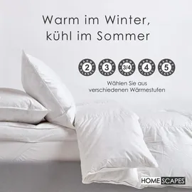 Homescapes Winterbettdecke 230x220 cm Entenfedern Daunen, Wärmeklasse 4, - Weiß