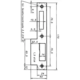 SACHSISCHE SCHLOSSFABRIK Lappenschliessblech 170 mm DIN 24 mm rund Nickel-sil