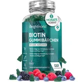 Biotin Gummibärchen 5000μg - Vitamin C & E für Haut, Haare, Nägel & Bart - 120 Gummies - Mit Folsäure, Selen, Jod, Vitamin A, B9, B12, B5 für Haarwachstum - Vitamin B7 (D-Biotin) - WeightWorld